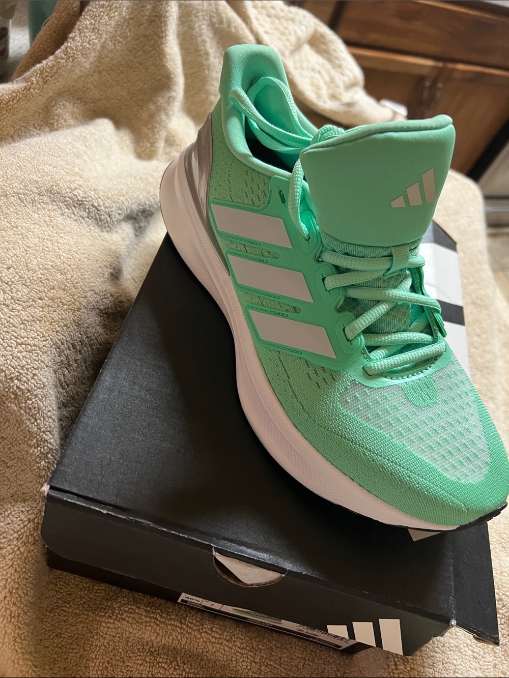 Adidas UltrΠ°run 5 W Green and White Unisex Running Shoe. Size 8.5 W/ 7.5 M